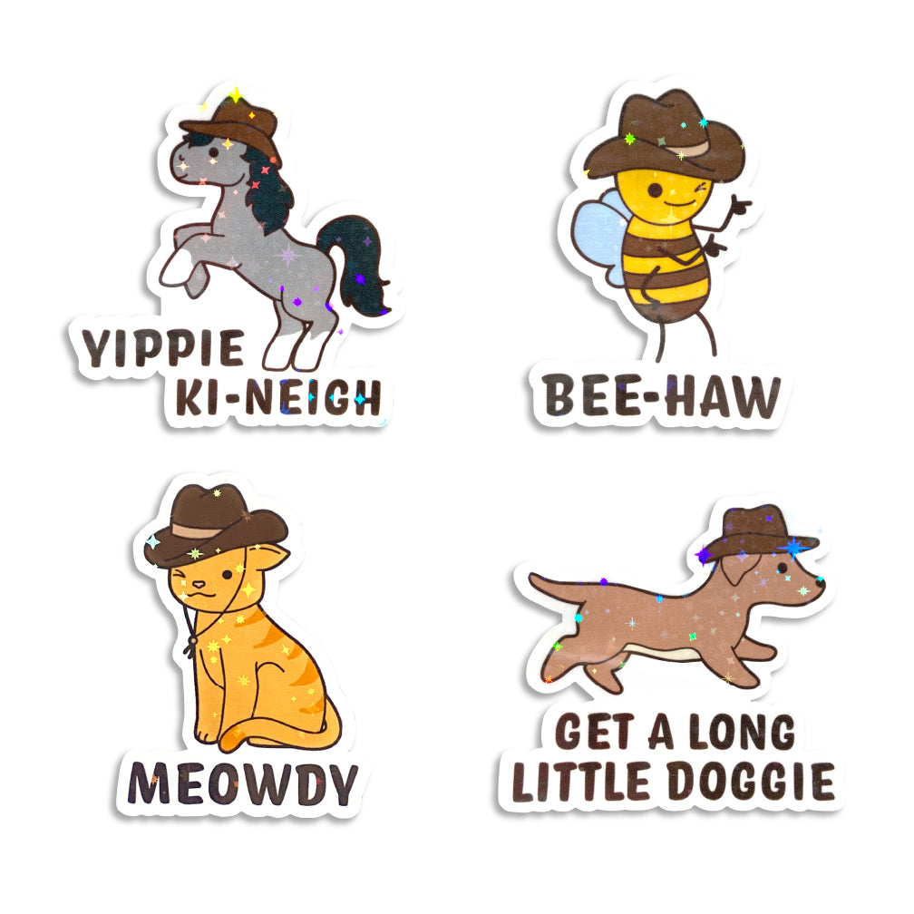Cowboy Animal Holographic Stickers