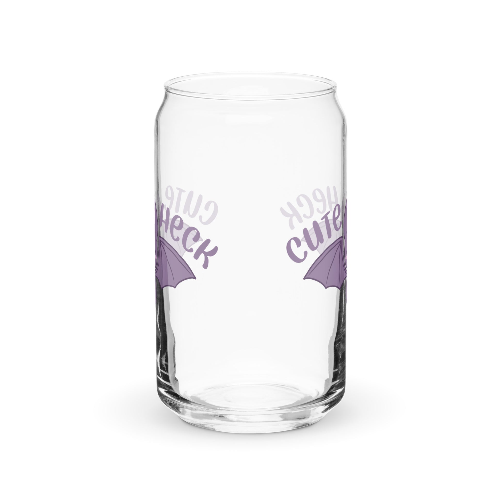 A side view of a can-shaped glass.