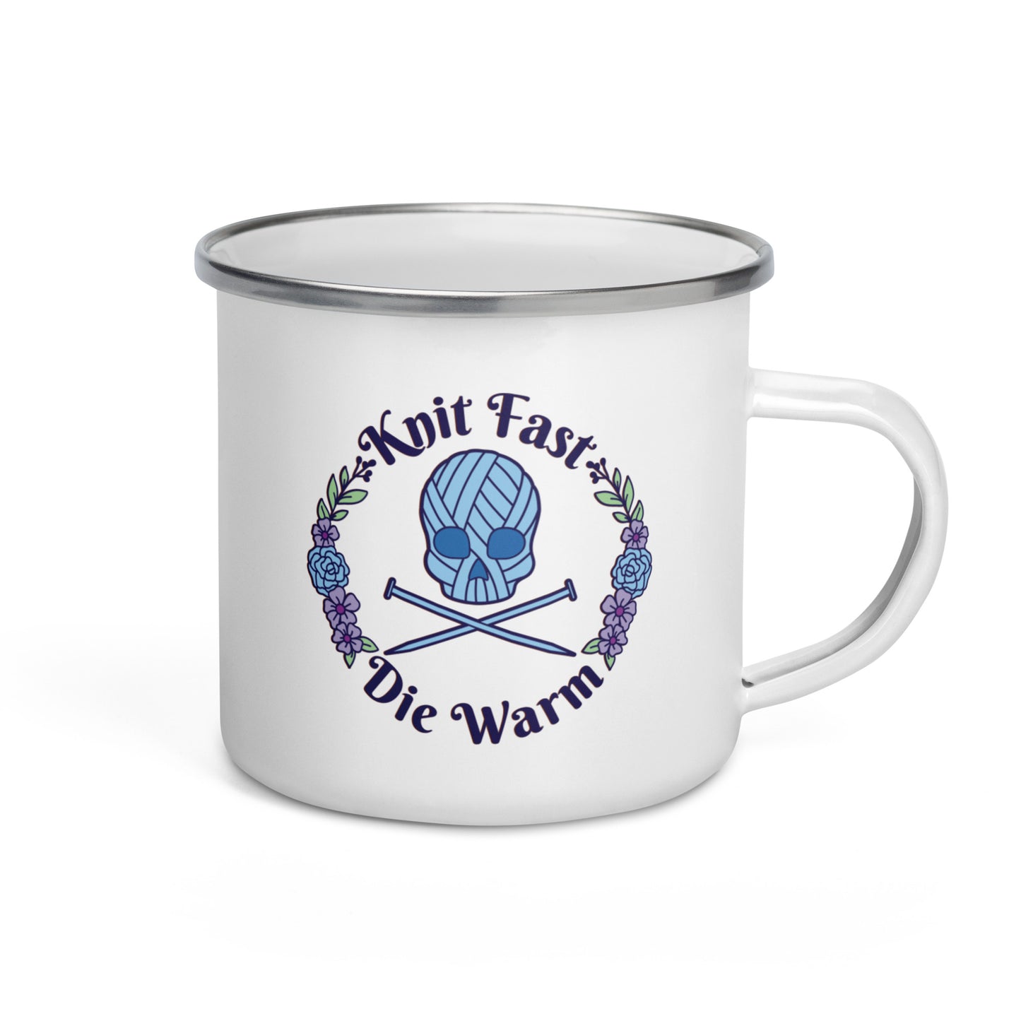 Knit Fast Die Warm Enamel Mug