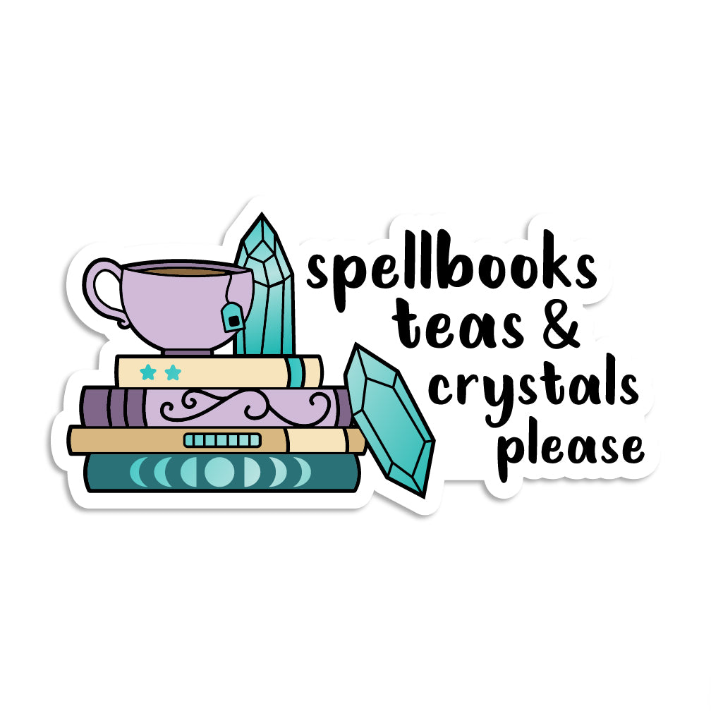 Spellbooks Teas & Crystals Please Sticker