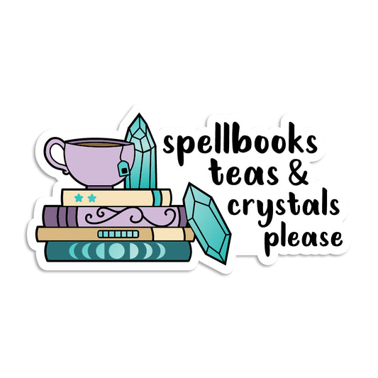 Spellbooks Teas & Crystals Please Sticker