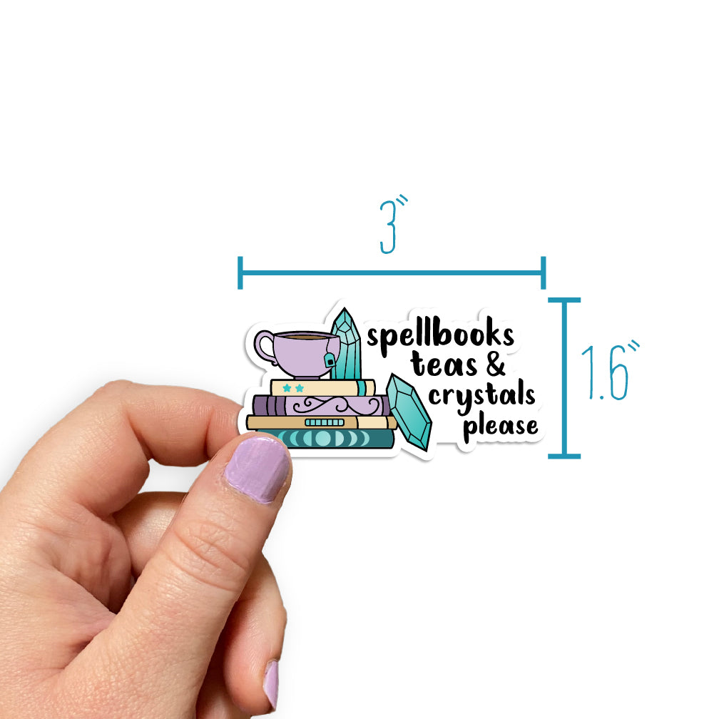 Spellbooks Teas & Crystals Please Sticker