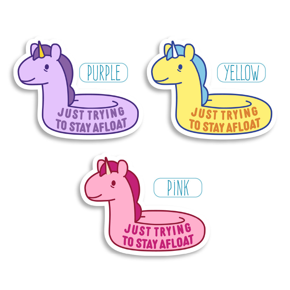 Just Trying To Stay Afloat Unicorn Floaty Stickers
