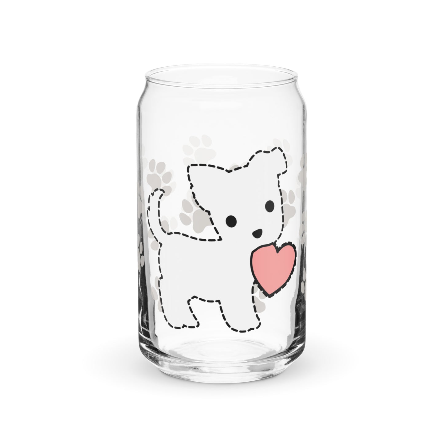 Custom Heart Puppy Glass Can