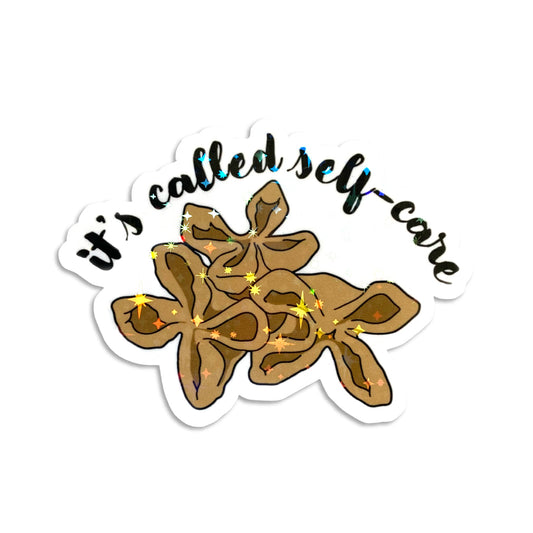 "It's Called Self Care" Crab Rangoon Holographic Stickers