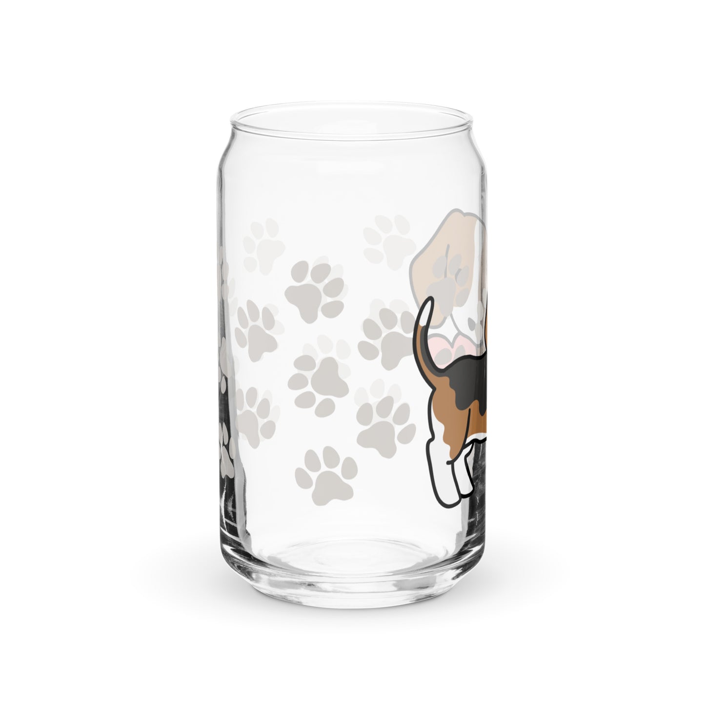 Heart Puppy Paw Print Glass Can