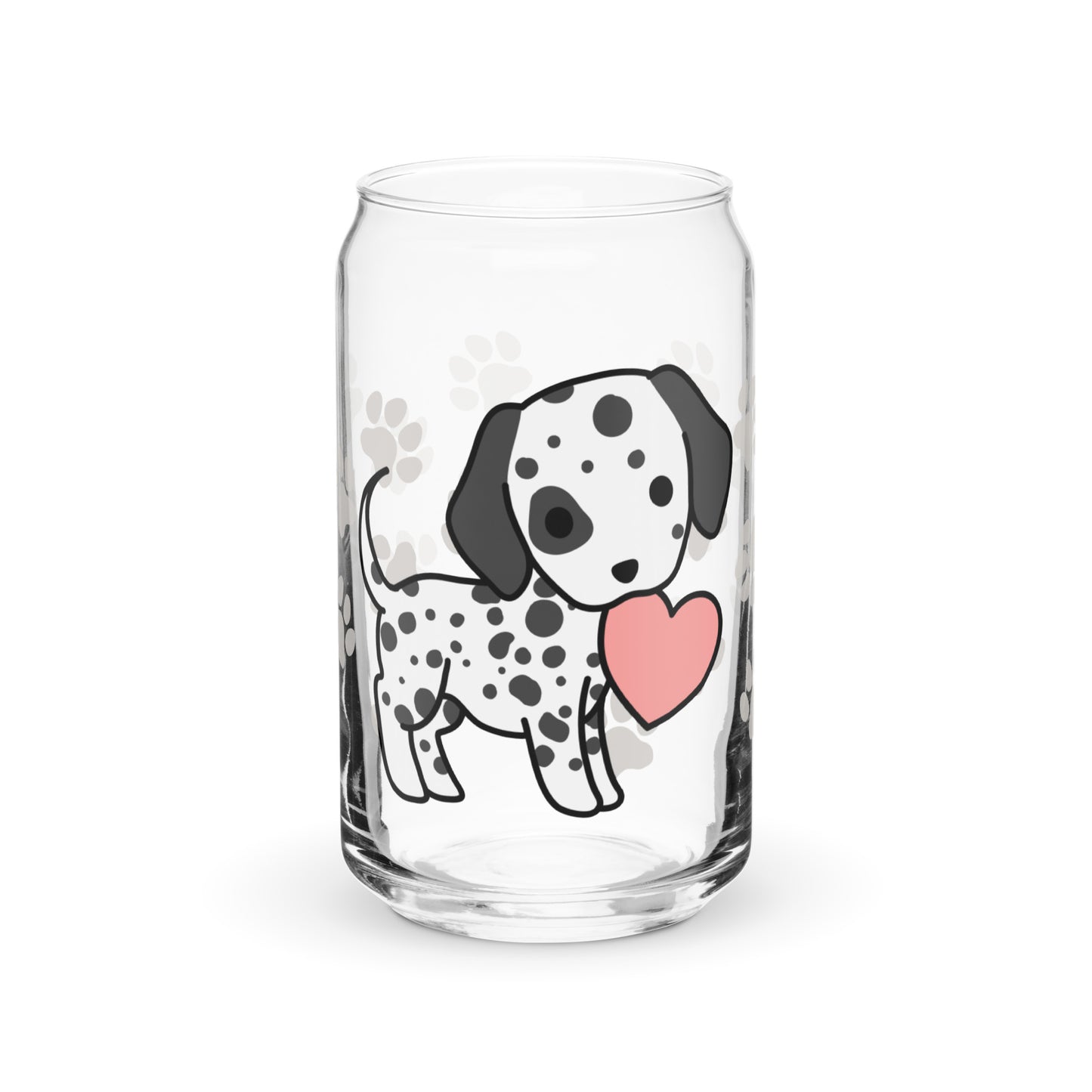 Heart Puppy Paw Print Glass Can