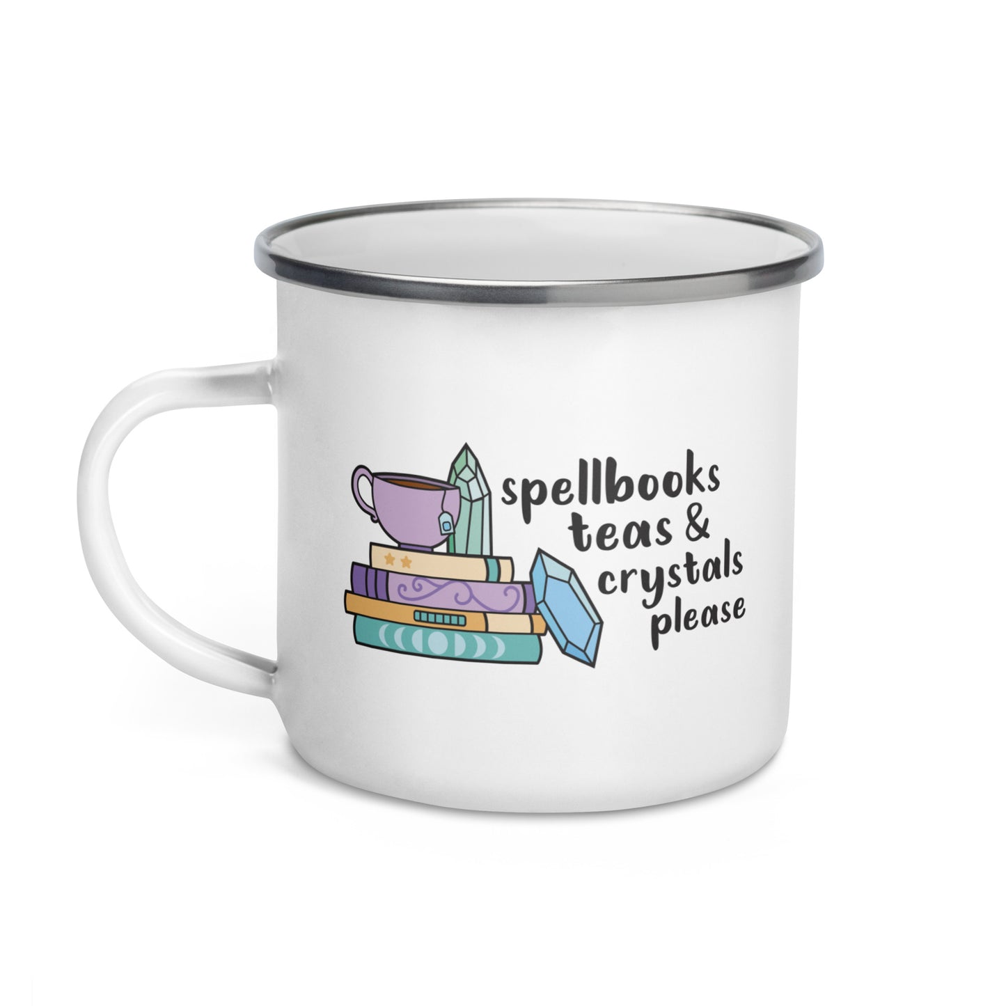 Spellbooks Teas & Crystals Please Enamel Mug