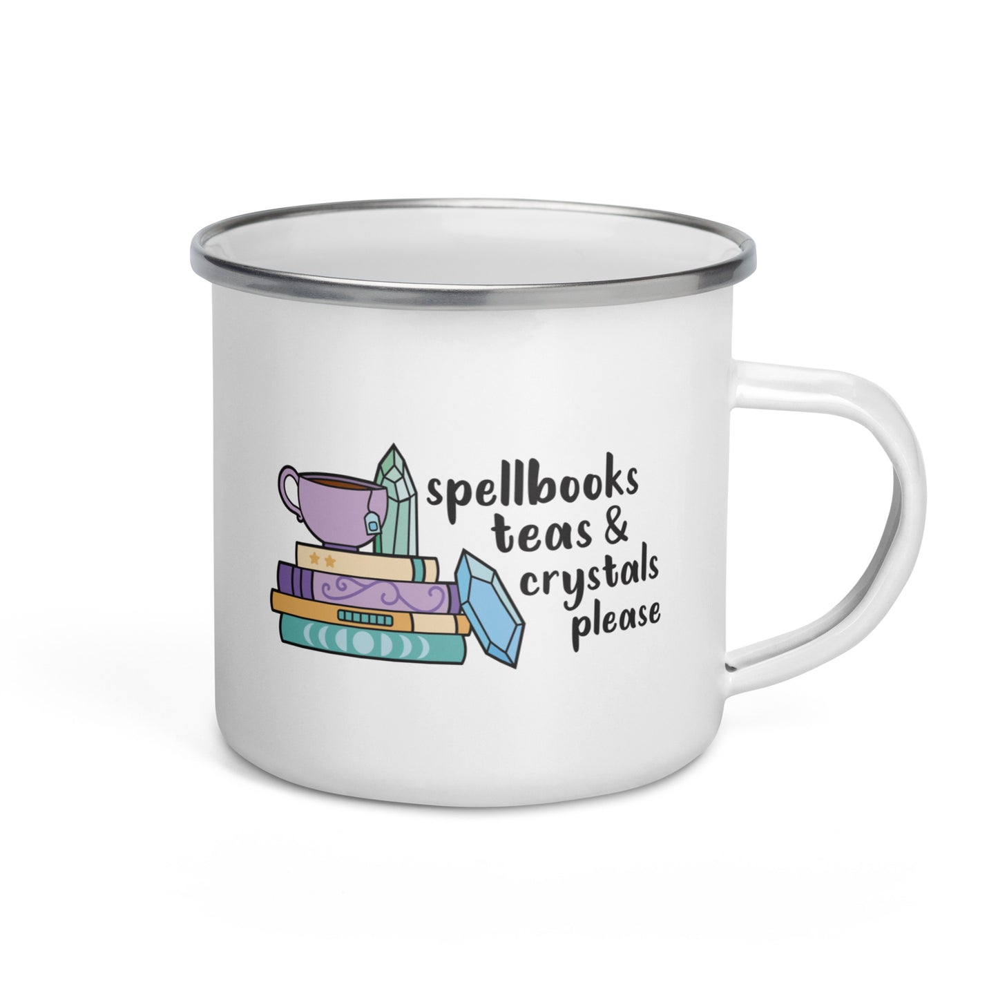 Spellbooks Teas & Crystals Please Enamel Mug