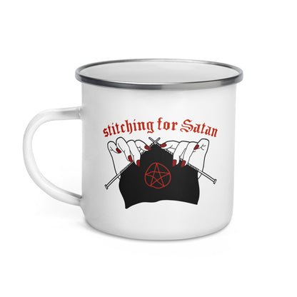 Stitching For Satan Enamel Mug