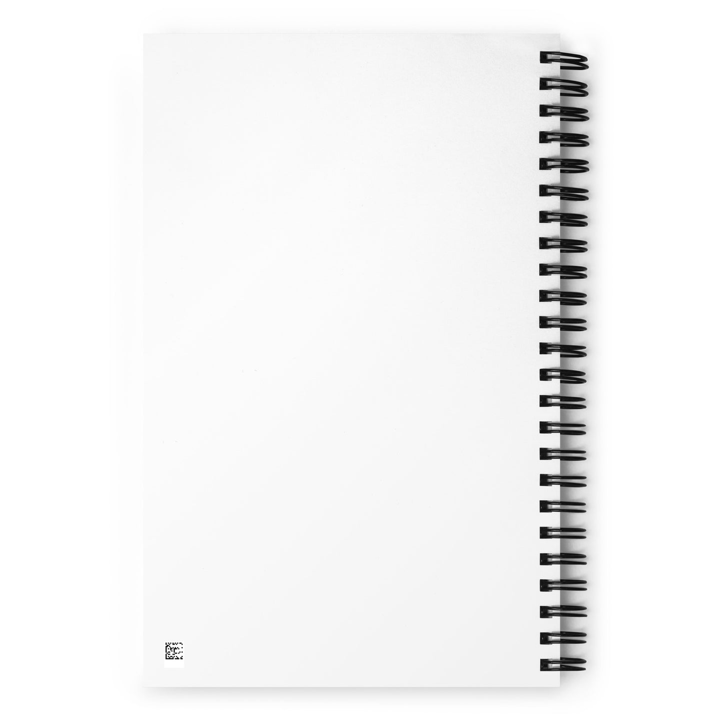 The back of a white wire-bound notebook. The back surface is blank with no decoration.
