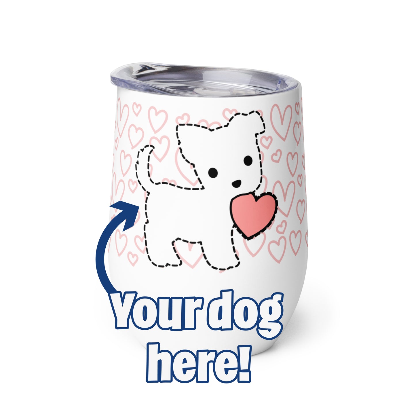 Custom Heart Puppy Wine Tumbler