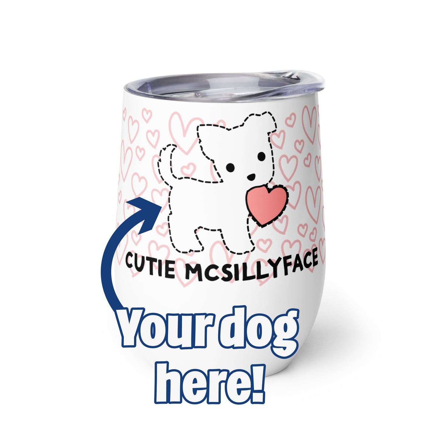 Custom Heart Puppy Wine Tumbler