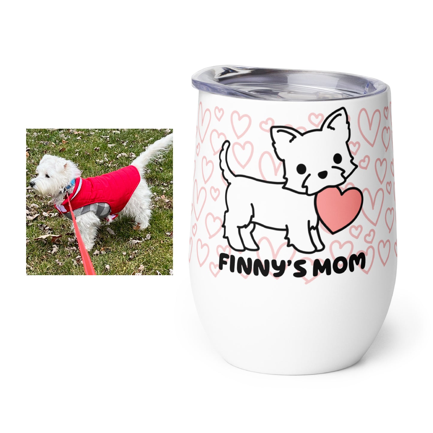 Custom Heart Puppy Wine Tumbler