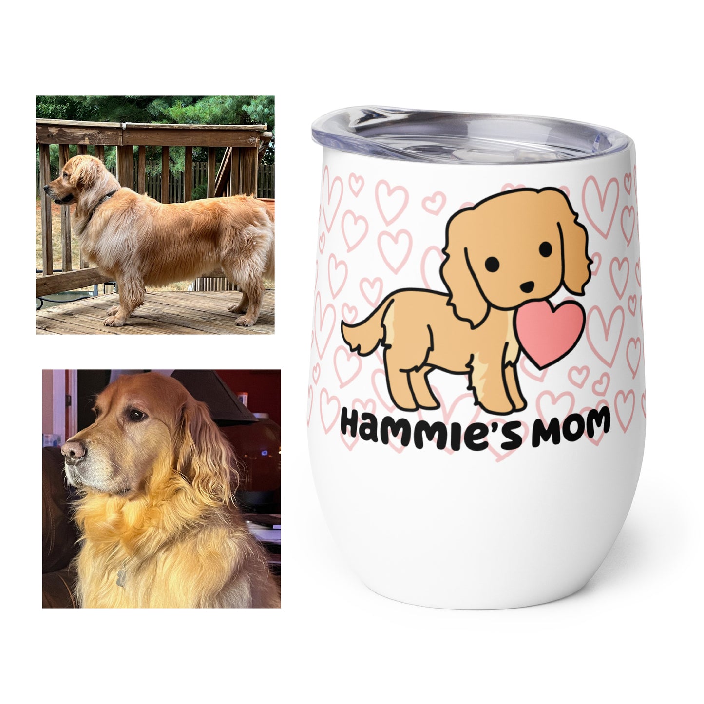 Custom Heart Puppy Wine Tumbler