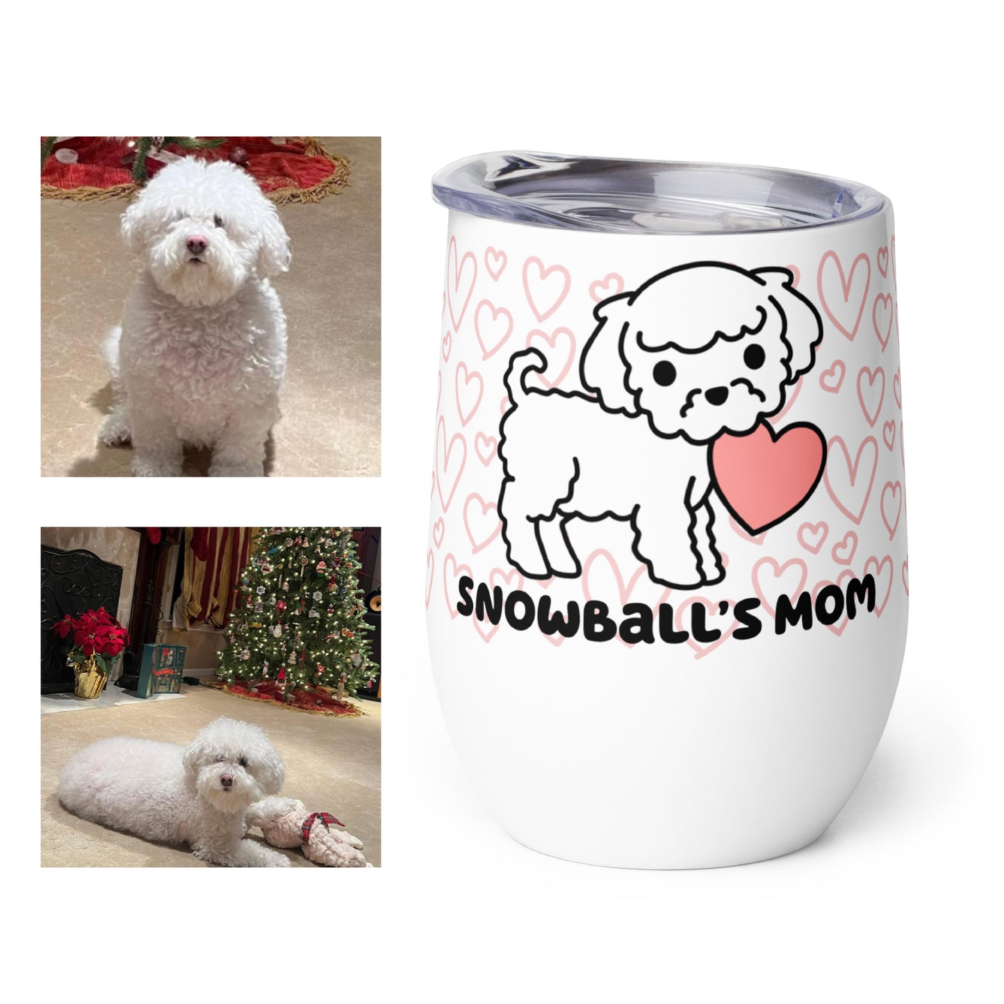 Custom Heart Puppy Wine Tumbler